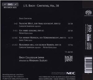 Masaaki Suzuki & Bach Japan - Collegium Volume Cantatas 38